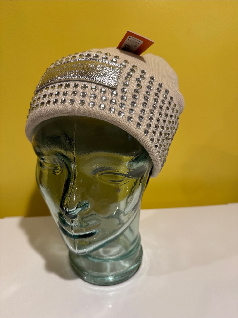 Kurt Geiger Cream Beanie with Silver Studs